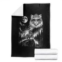 Vintage Geek Princess Cat Throw Blanket Full Moon Engraving Art Gift