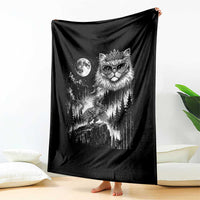 Vintage Geek Princess Cat Throw Blanket Full Moon Engraving Art Gift