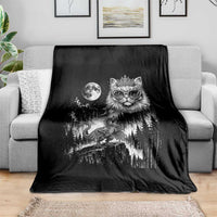Vintage Geek Princess Cat Throw Blanket Full Moon Engraving Art Gift