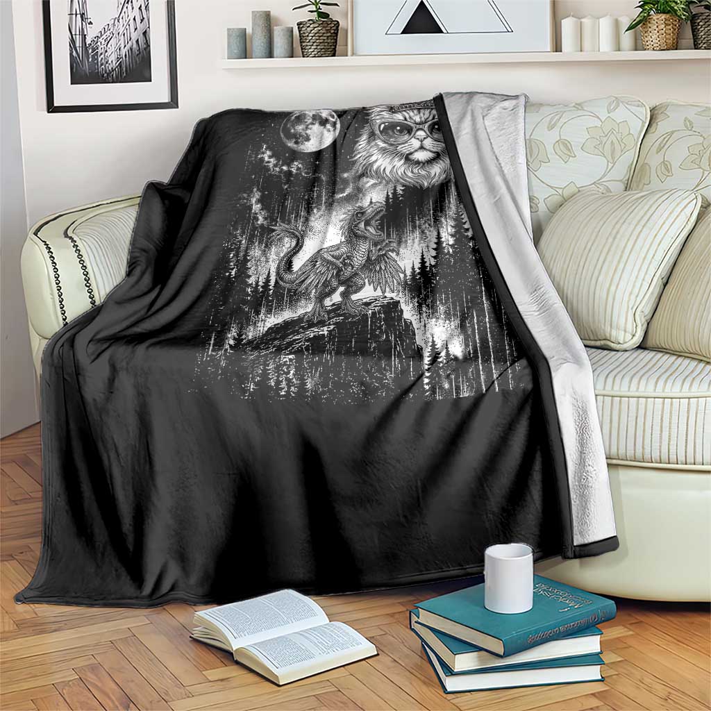 Vintage Geek Princess Cat Throw Blanket Full Moon Engraving Art Gift