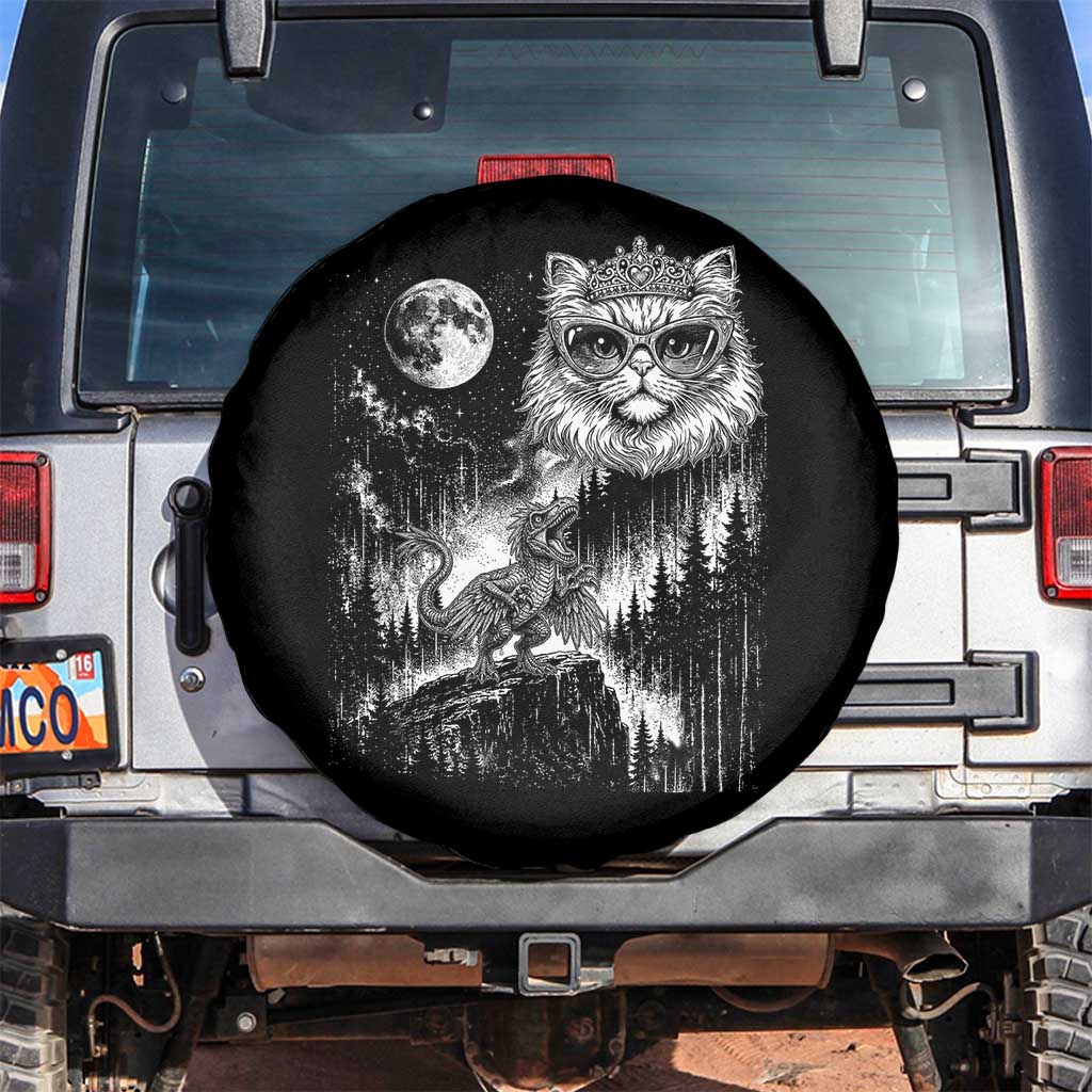 Vintage Geek Princess Cat Spare Tire Cover Full Moon Engraving Art Gift