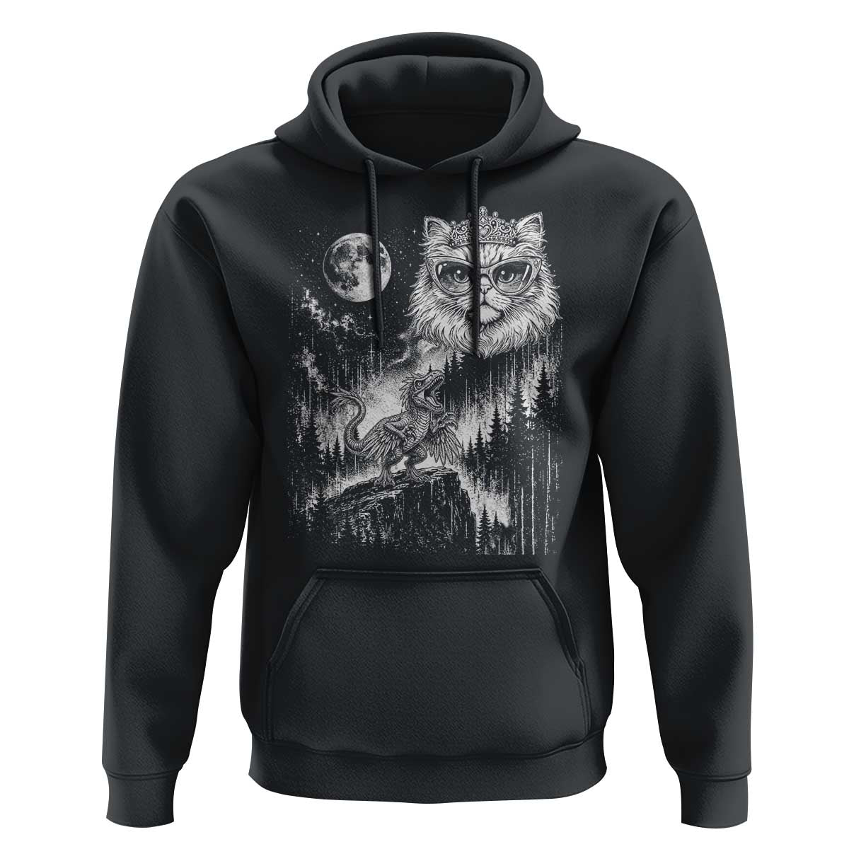 Vintage Geek Princess Cat Hoodie Full Moon Engraving Art Gift