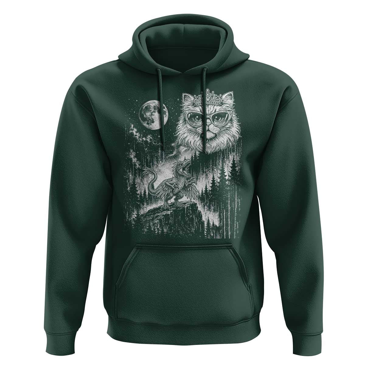 Vintage Geek Princess Cat Hoodie Full Moon Engraving Art Gift