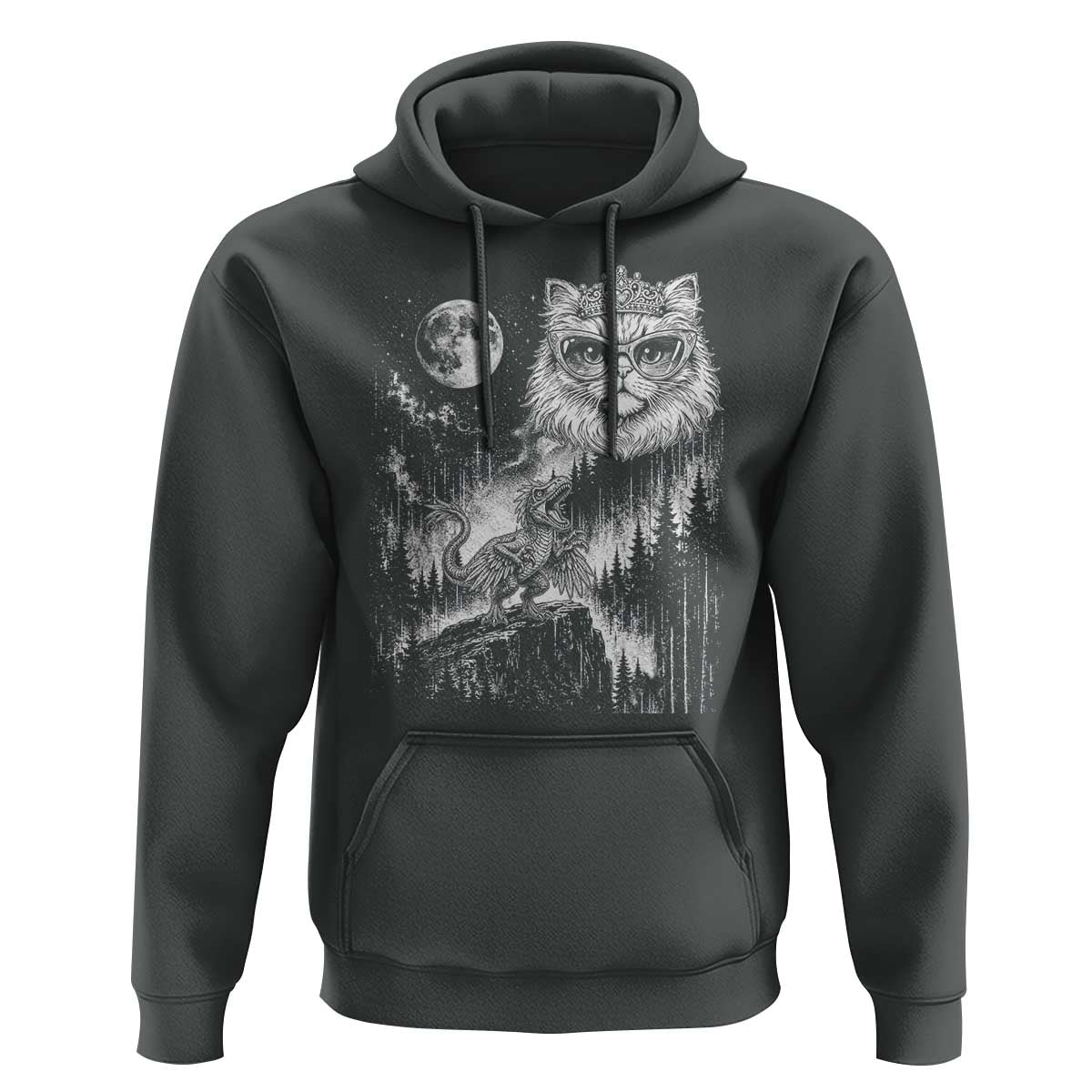 Vintage Geek Princess Cat Hoodie Full Moon Engraving Art Gift