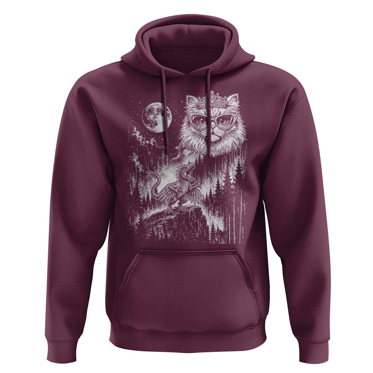 Vintage Geek Princess Cat Hoodie Full Moon Engraving Art Gift