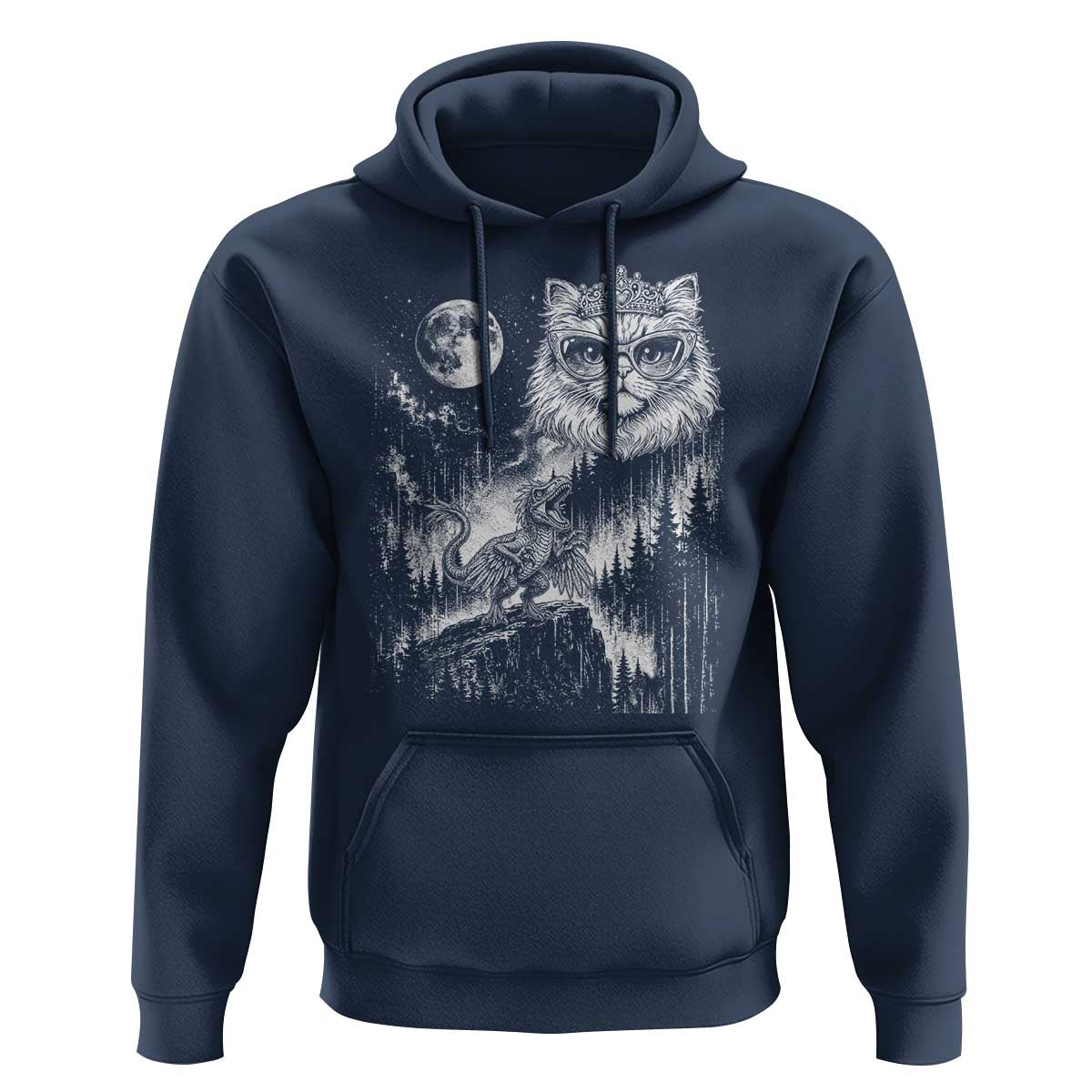 Vintage Geek Princess Cat Hoodie Full Moon Engraving Art Gift
