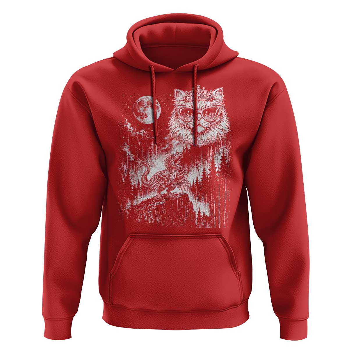 Vintage Geek Princess Cat Hoodie Full Moon Engraving Art Gift