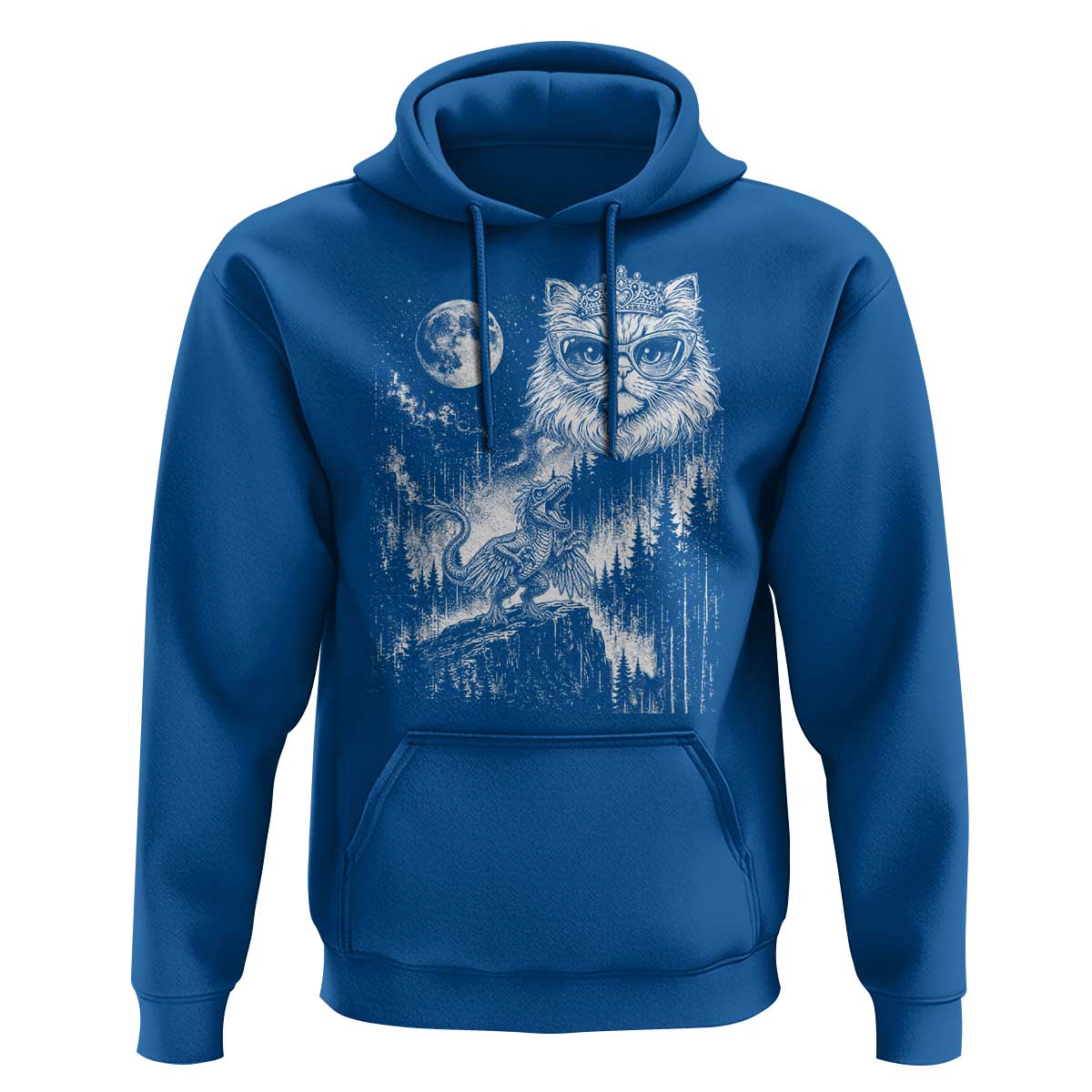 Vintage Geek Princess Cat Hoodie Full Moon Engraving Art Gift