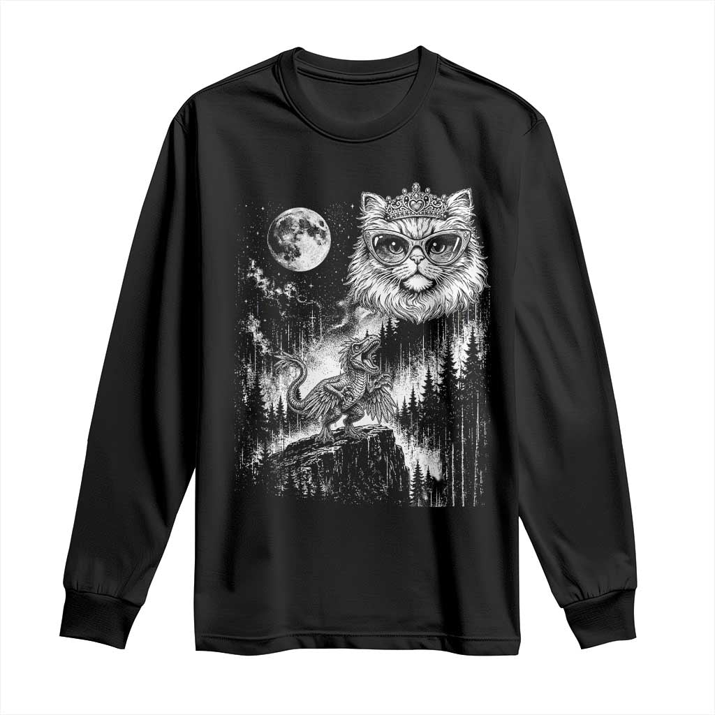 Vintage Geek Princess Cat Long Sleeve Shirt Full Moon Engraving Art Gift