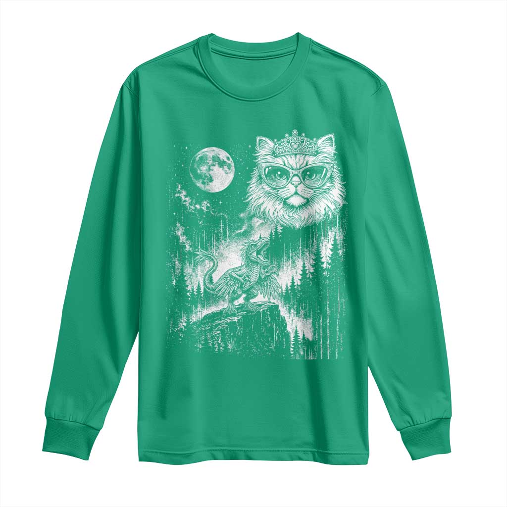 Vintage Geek Princess Cat Long Sleeve Shirt Full Moon Engraving Art Gift