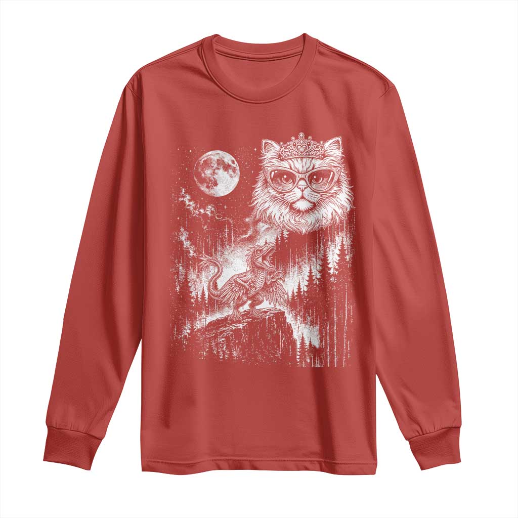 Vintage Geek Princess Cat Long Sleeve Shirt Full Moon Engraving Art Gift