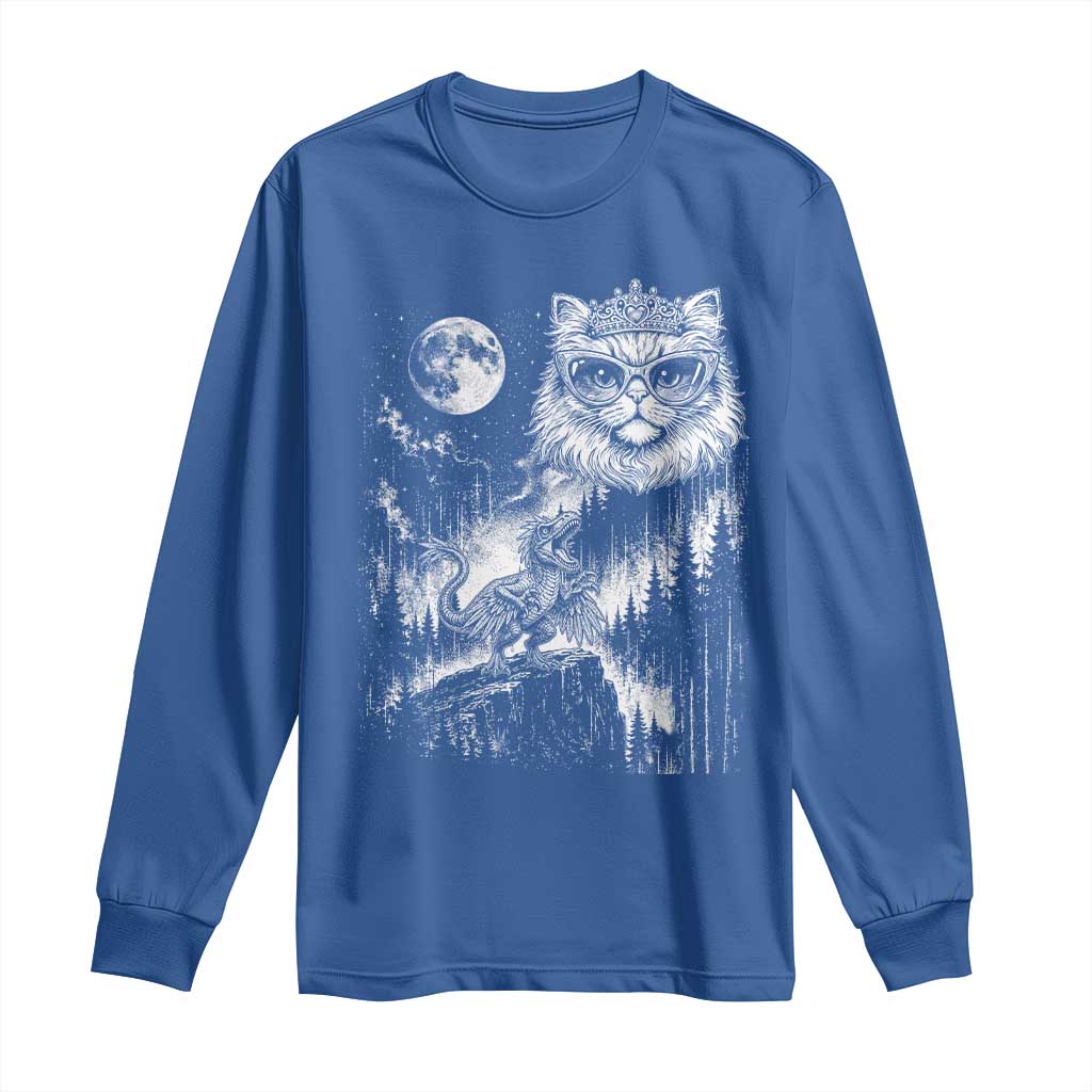 Vintage Geek Princess Cat Long Sleeve Shirt Full Moon Engraving Art Gift
