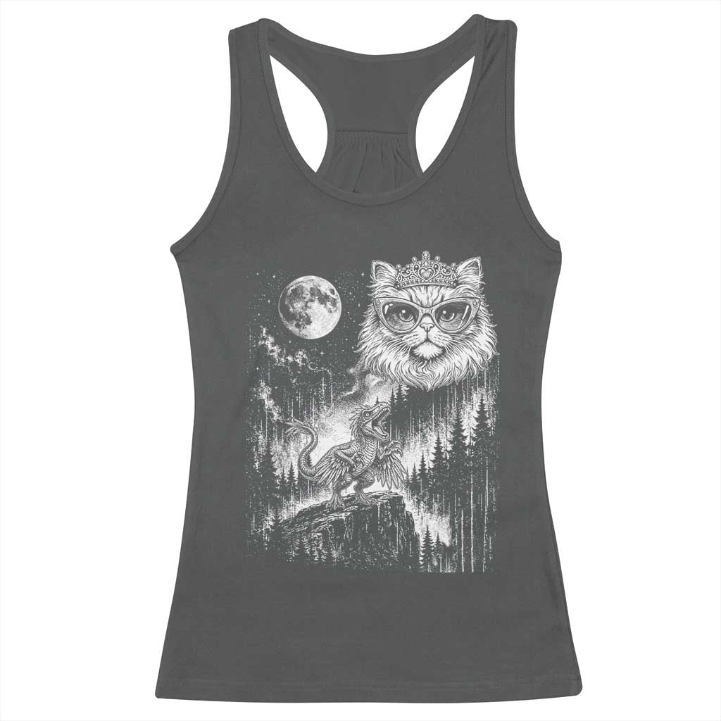 Vintage Geek Princess Cat Racerback Tank Top Full Moon Engraving Art Gift