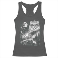 Vintage Geek Princess Cat Racerback Tank Top Full Moon Engraving Art Gift