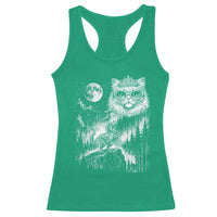 Vintage Geek Princess Cat Racerback Tank Top Full Moon Engraving Art Gift