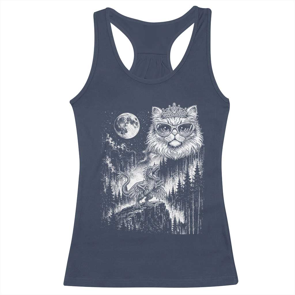 Vintage Geek Princess Cat Racerback Tank Top Full Moon Engraving Art Gift
