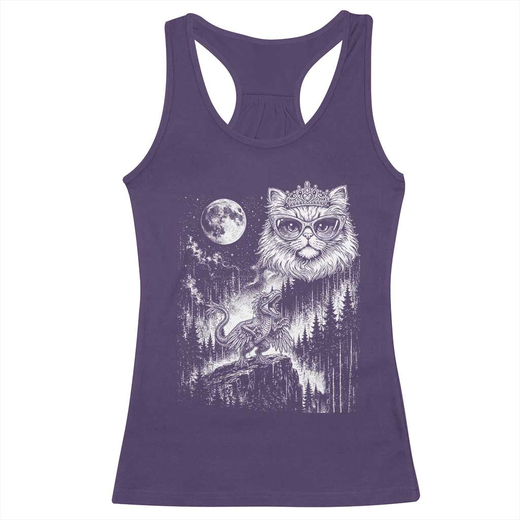 Vintage Geek Princess Cat Racerback Tank Top Full Moon Engraving Art Gift