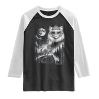 Vintage Geek Princess Cat Raglan Shirt Full Moon Engraving Art Gift