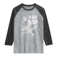 Vintage Geek Princess Cat Raglan Shirt Full Moon Engraving Art Gift