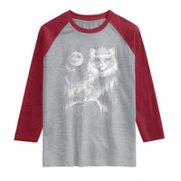 Vintage Geek Princess Cat Raglan Shirt Full Moon Engraving Art Gift