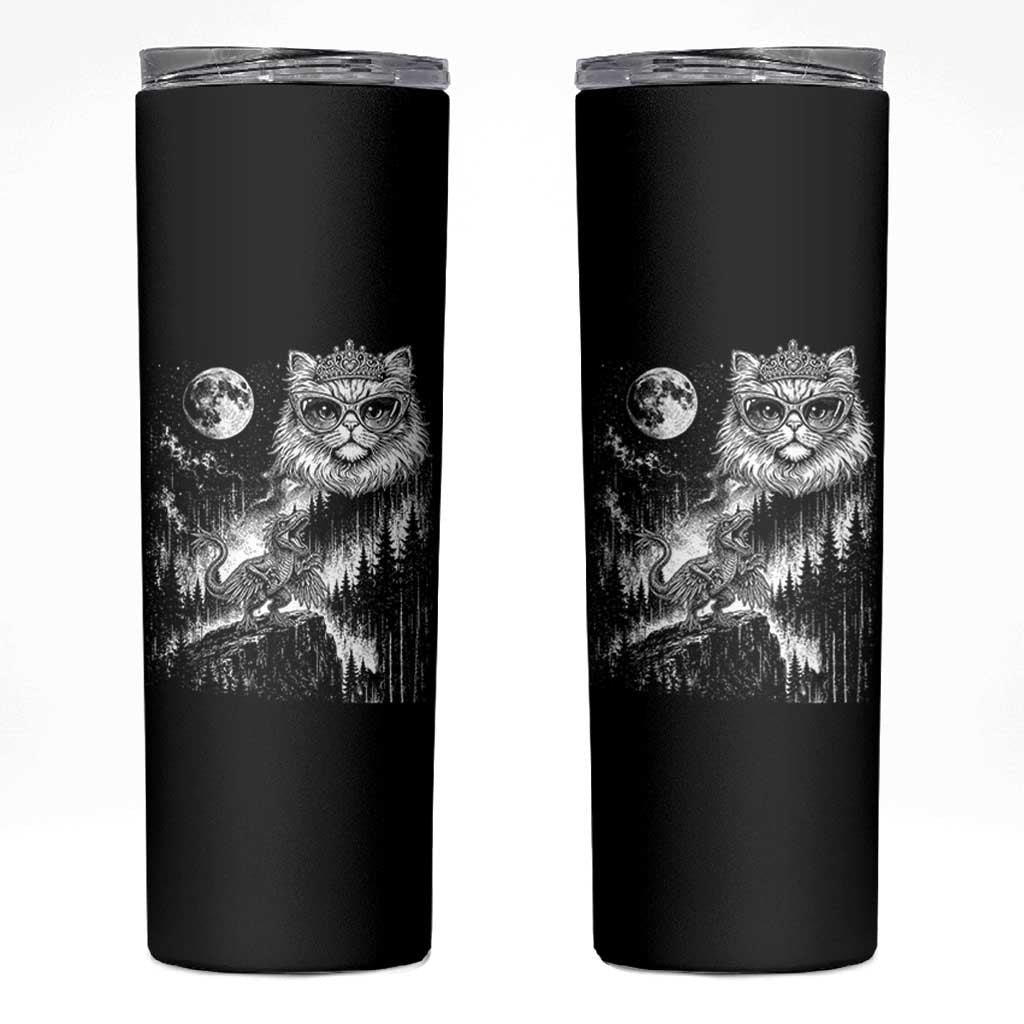 Vintage Geek Princess Cat Skinny Tumbler Full Moon Engraving Art Gift