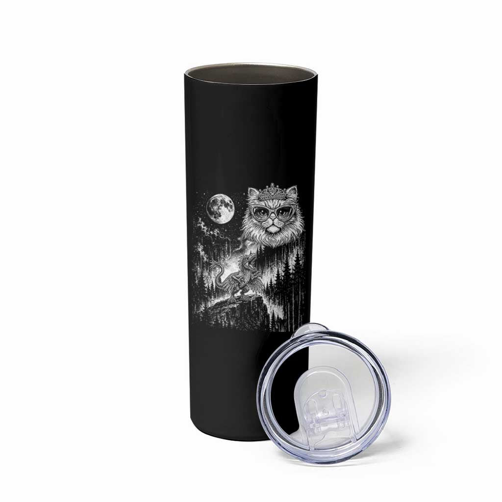 Vintage Geek Princess Cat Skinny Tumbler Full Moon Engraving Art Gift