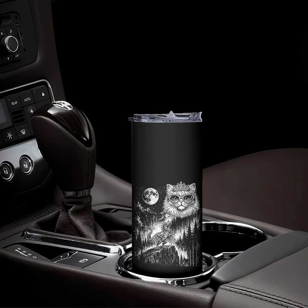 Vintage Geek Princess Cat Skinny Tumbler Full Moon Engraving Art Gift