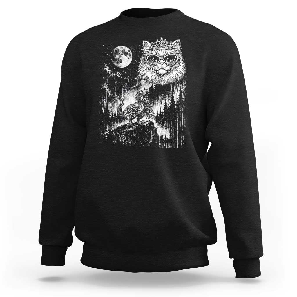 Vintage Geek Princess Cat Sweatshirt Full Moon Engraving Art Gift