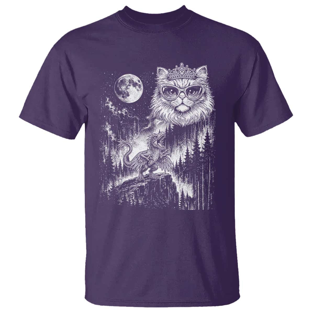 Vintage Geek Princess Cat T Shirt Full Moon Engraving Art Gift