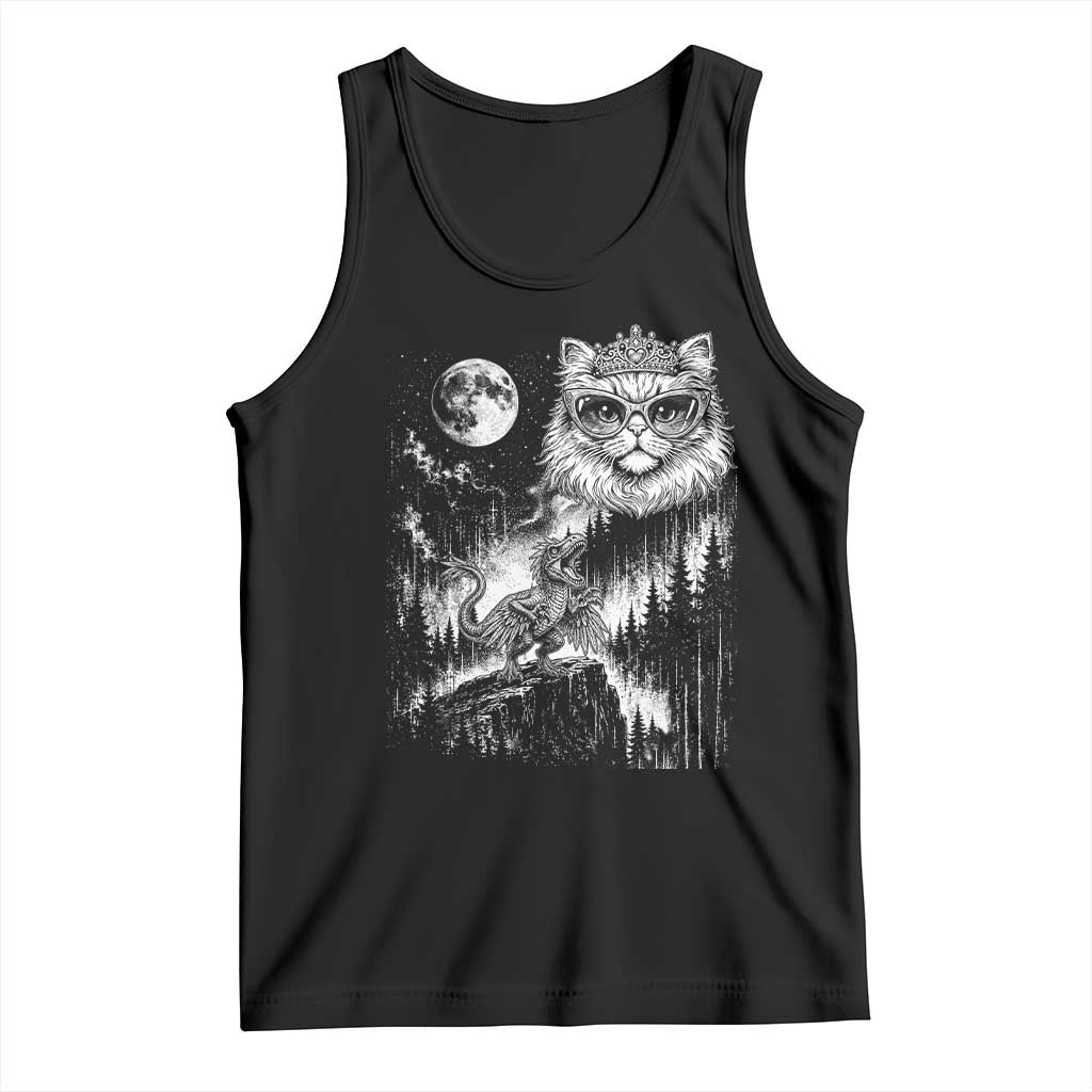 Vintage Geek Princess Cat Tank Top Full Moon Engraving Art Gift