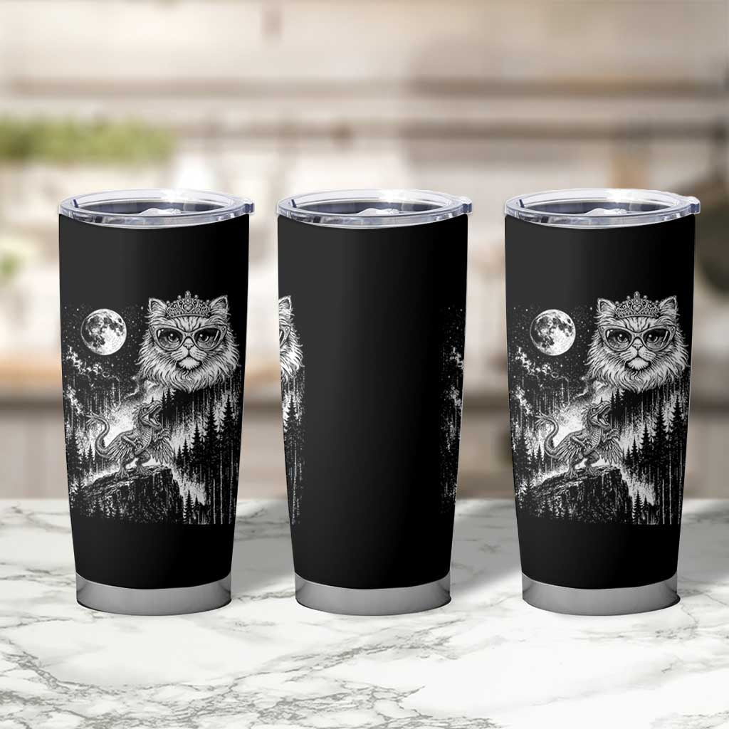 Vintage Geek Princess Cat Tumbler Cup Full Moon Engraving Art Gift