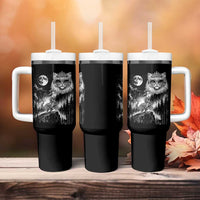 Vintage Geek Princess Cat Tumbler With Handle Full Moon Engraving Art Gift