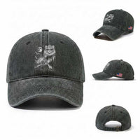 Vintage Geek Princess Cat Washed Cotton Baseball Cap Full Moon Engraving Art Gift