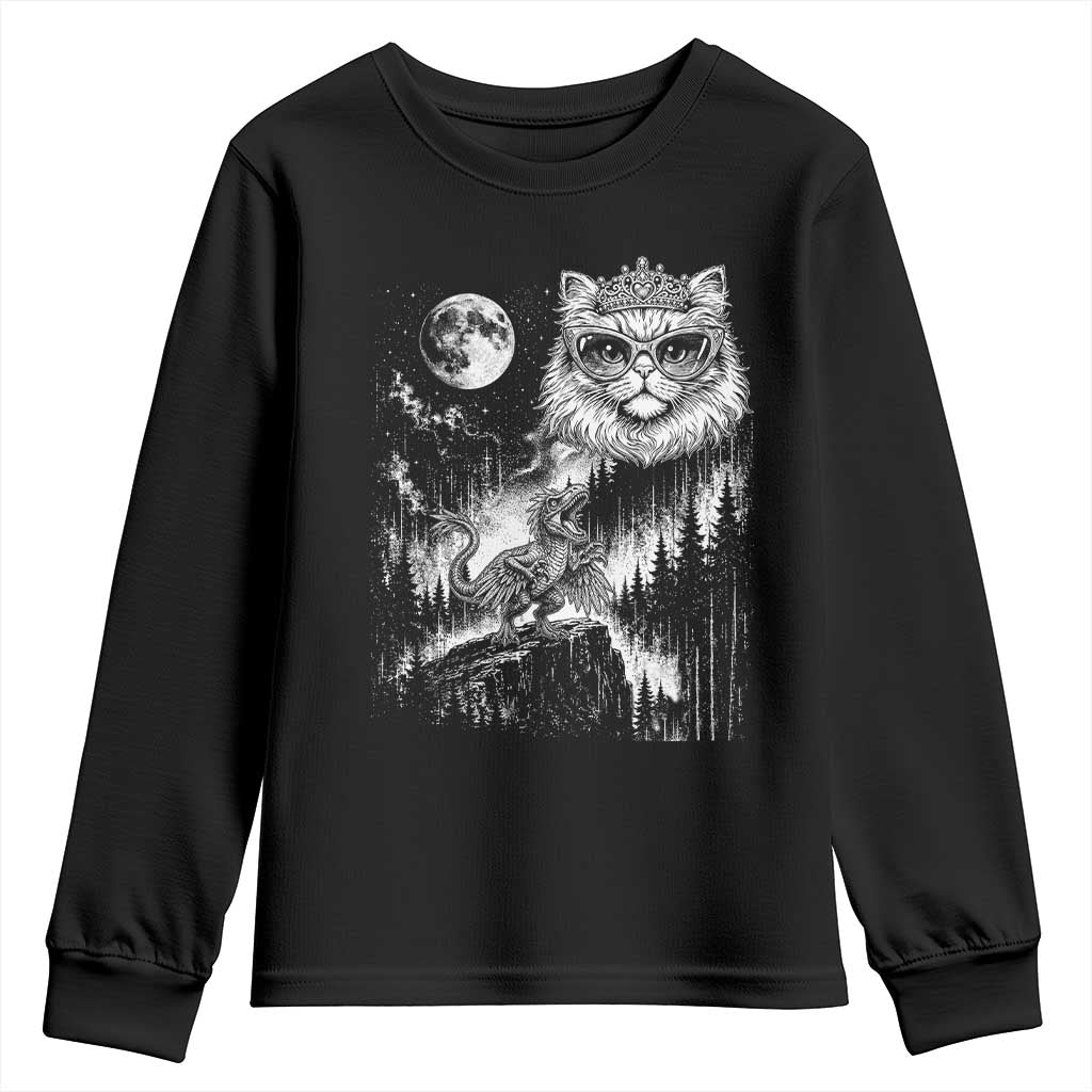 Vintage Geek Princess Cat Youth Sweatshirt Full Moon Engraving Art Gift