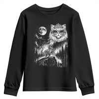 Vintage Geek Princess Cat Youth Sweatshirt Full Moon Engraving Art Gift