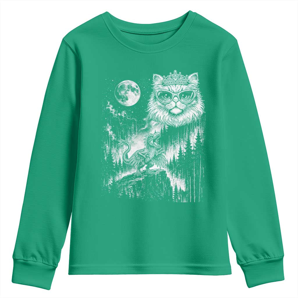 Vintage Geek Princess Cat Youth Sweatshirt Full Moon Engraving Art Gift
