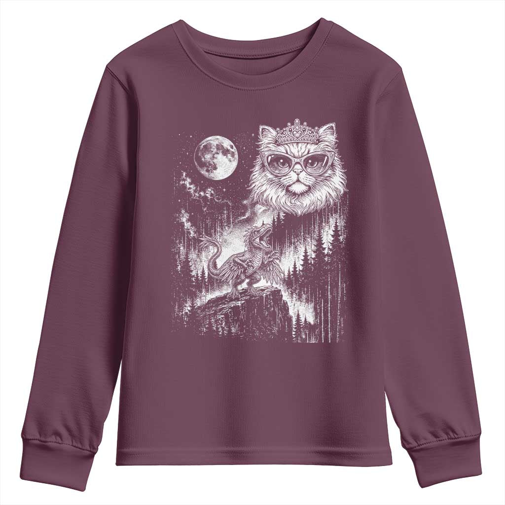 Vintage Geek Princess Cat Youth Sweatshirt Full Moon Engraving Art Gift