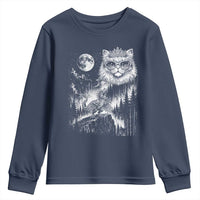 Vintage Geek Princess Cat Youth Sweatshirt Full Moon Engraving Art Gift