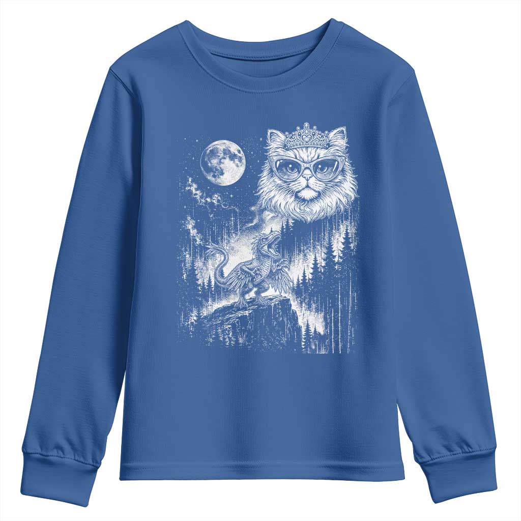 Vintage Geek Princess Cat Youth Sweatshirt Full Moon Engraving Art Gift