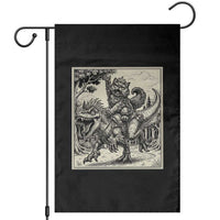 Cool Royal Cat Riding Dinosaur Garden Flag Rock N Roll Engraving Graphic Art