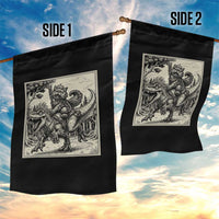 Cool Royal Cat Riding Dinosaur Garden Flag Rock N Roll Engraving Graphic Art