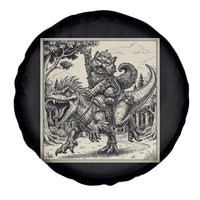 Cool Royal Cat Riding Dinosaur Spare Tire Cover Rock N Roll Engraving Graphic Art