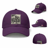 Cool Royal Cat Riding Dinosaur Baseball Cap Rock N Roll Engraving Graphic Art