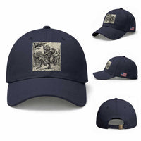 Cool Royal Cat Riding Dinosaur Baseball Cap Rock N Roll Engraving Graphic Art