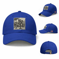 Cool Royal Cat Riding Dinosaur Baseball Cap Rock N Roll Engraving Graphic Art