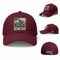 Cool Royal Cat Riding Dinosaur Baseball Cap Rock N Roll Engraving Graphic Art