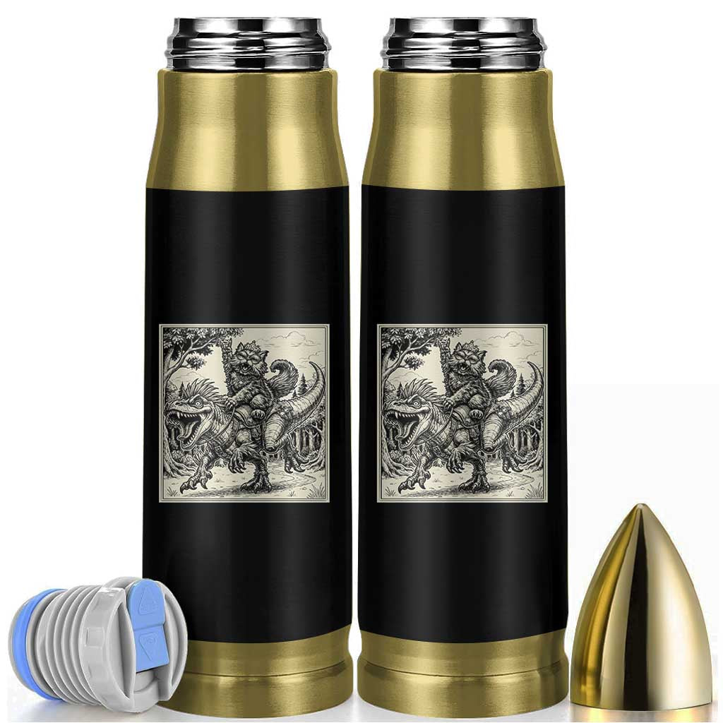 Cool Royal Cat Riding Dinosaur Bullet Tumbler Rock N Roll Engraving Graphic Art