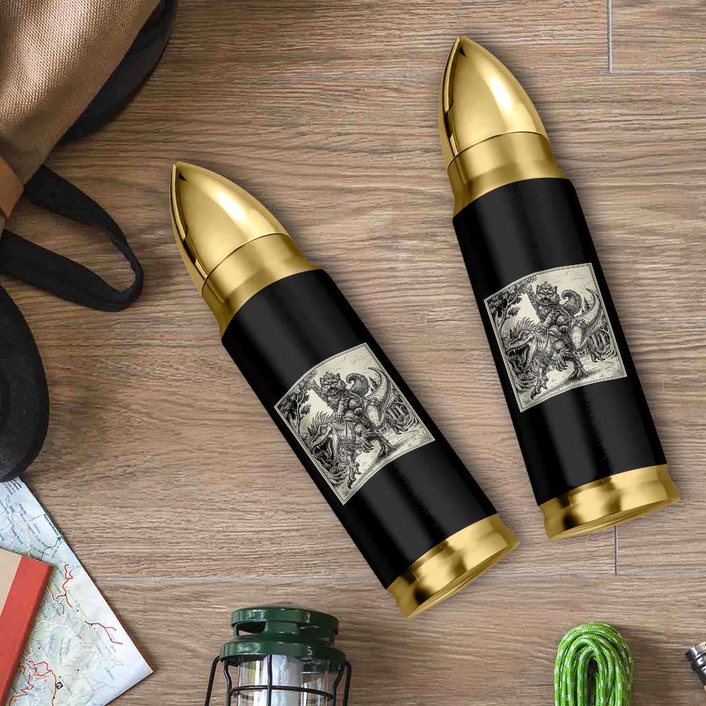 Cool Royal Cat Riding Dinosaur Bullet Tumbler Rock N Roll Engraving Graphic Art