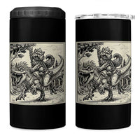 Cool Royal Cat Riding Dinosaur 4 in 1 Can Cooler Tumbler Rock N Roll Engraving Graphic Art