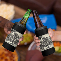Cool Royal Cat Riding Dinosaur 4 in 1 Can Cooler Tumbler Rock N Roll Engraving Graphic Art